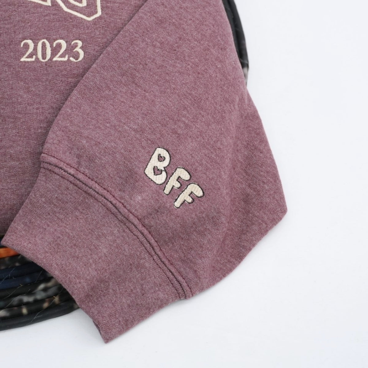 Custom Childhood Friends Portrait Sweatshirt - Besties Embroidered Varsity Hoodie - Longtime Friendship Gift EST Date