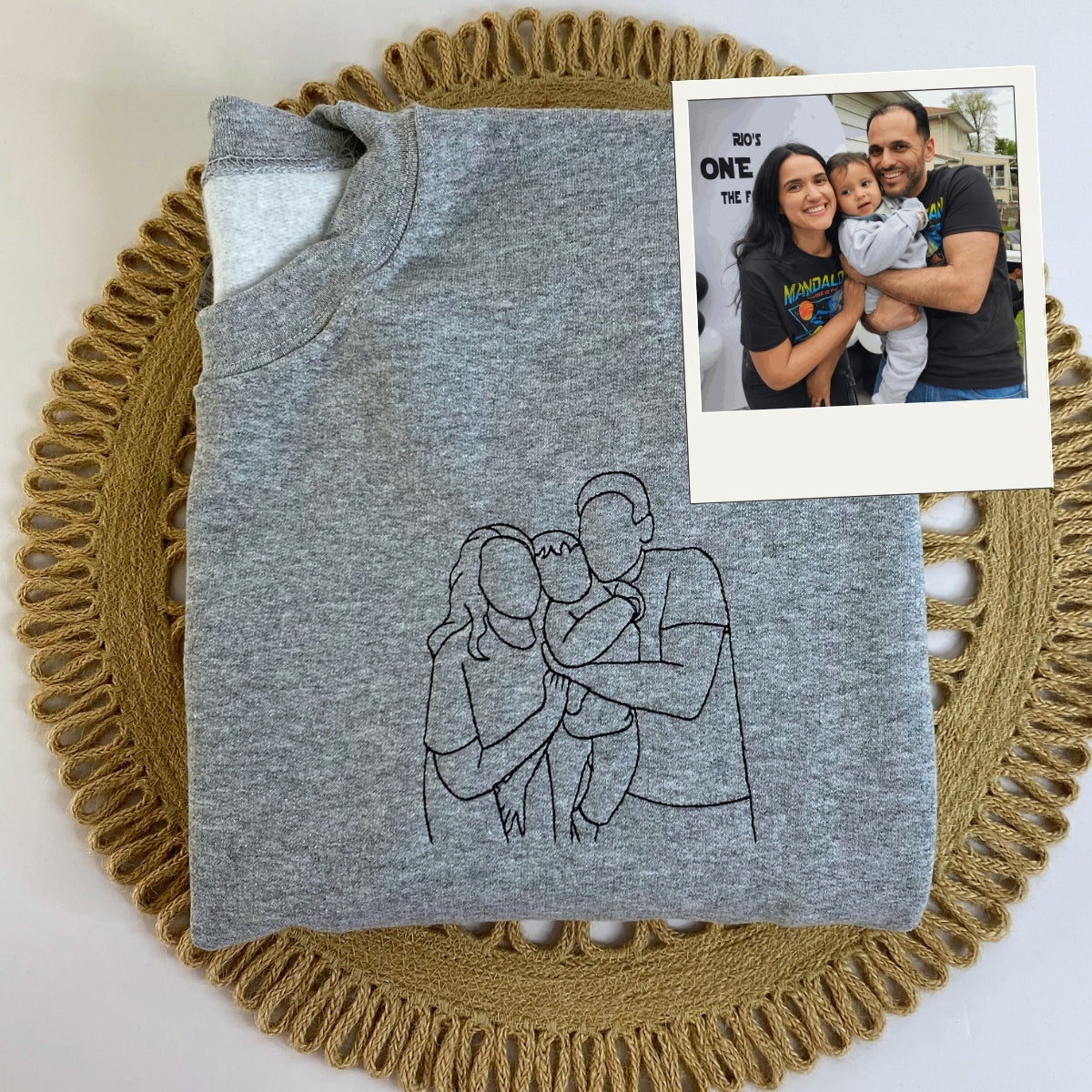 Custom Couple Portrait Hoodies - Photo to Line Art Embroidery - Personalized Matching Relationship Gift