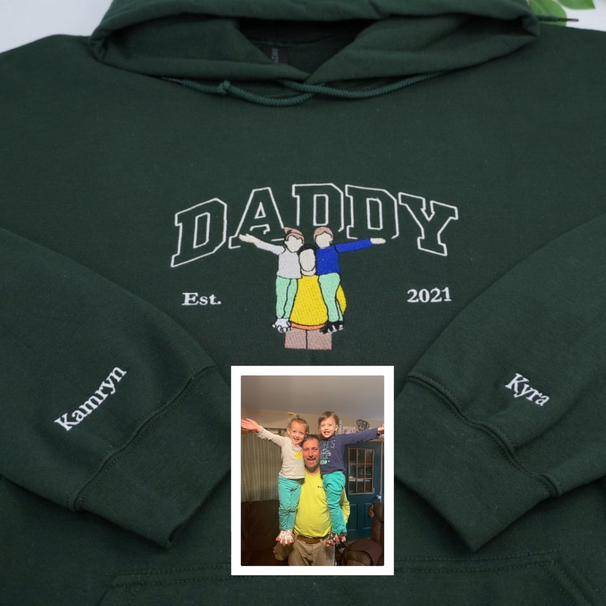 Custom Daddy Hoodies - Multi Child Family Embroidered Sweatshirts - Perfect Father Gift with Kids Names