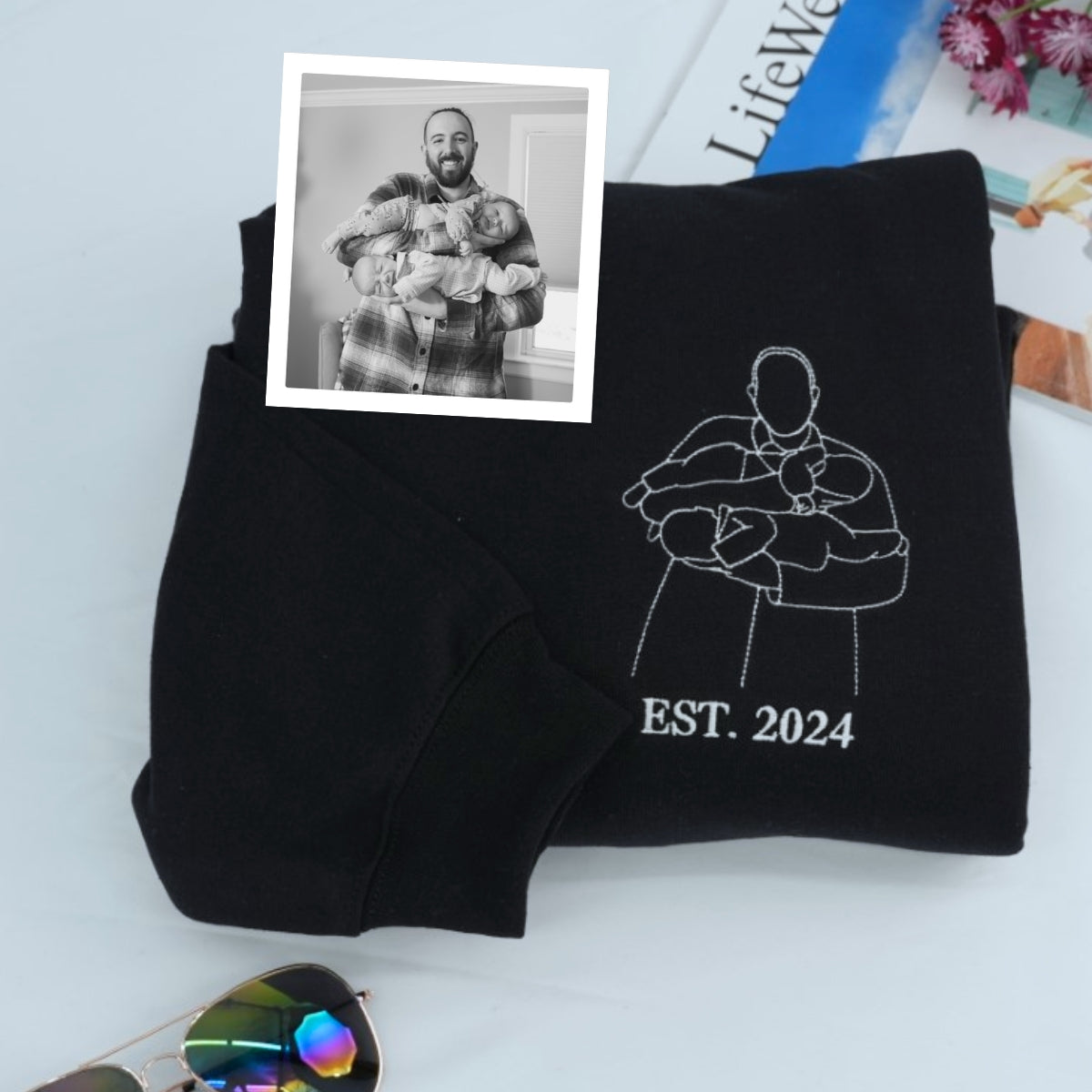 Custom Daddy Hoodies - Personalized Father Embroidered Sweatshirts - Perfect Father's Day Gift