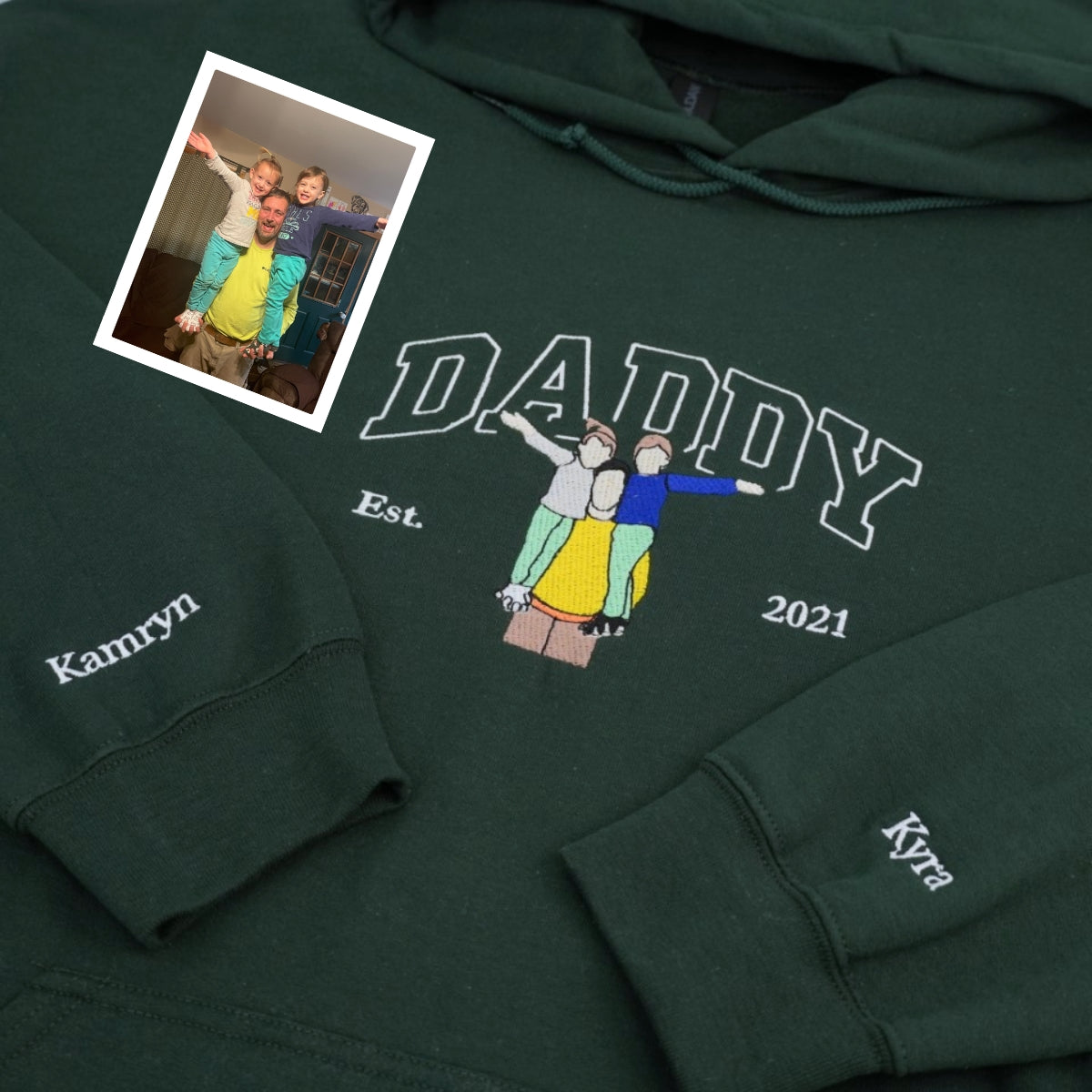Custom Daddy Hoodies - Personalized Father Embroidered Sweatshirts - Perfect Father's Day Gift