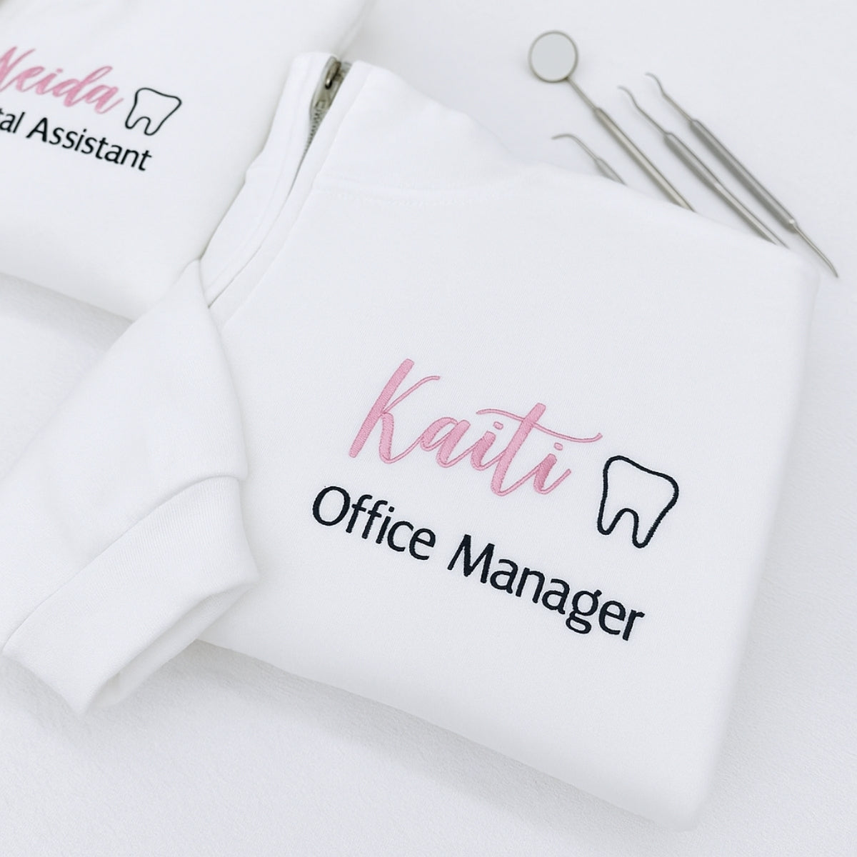 Custom Dental Office Manager Quarter-Zip - Personalized Dental Staff Embroidered Sweatshirt