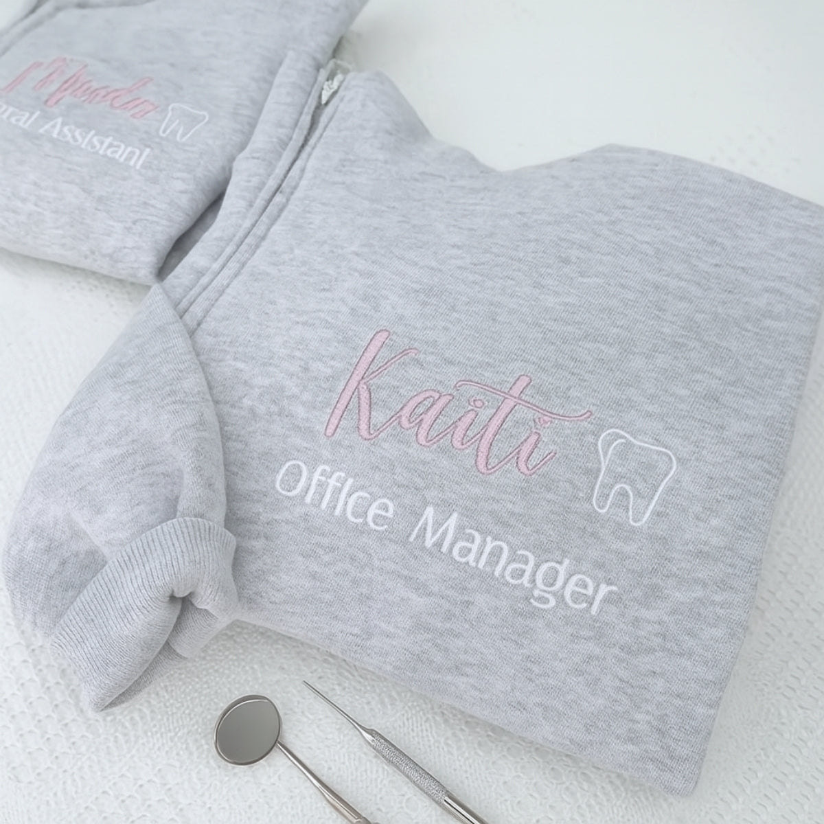 Custom Dental Office Manager Quarter-Zip - Personalized Dental Staff Embroidered Sweatshirt