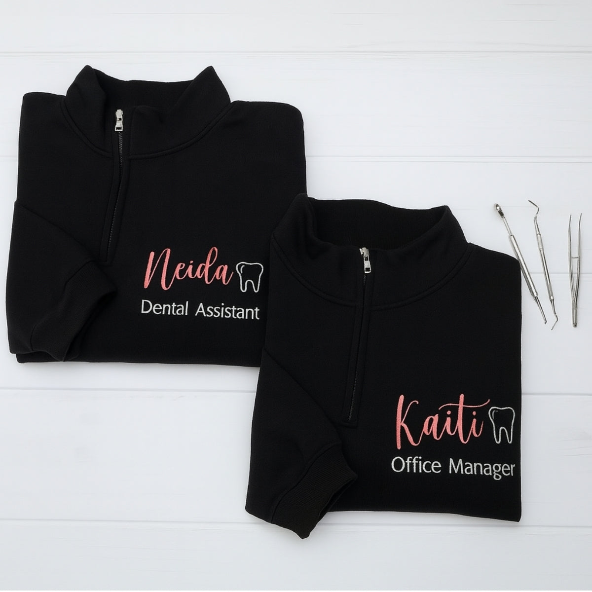 Custom Dental Office Manager Quarter-Zip - Personalized Dental Staff Embroidered Sweatshirt