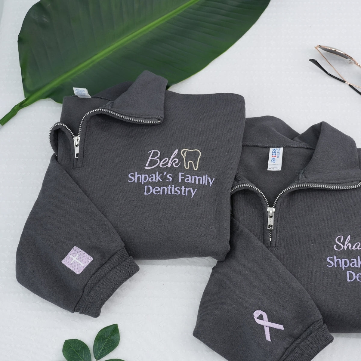 Custom Dental Practice Quarter-Zip - Dentist Office Embroidered Sweatshirt - Corporate Branding