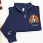 Custom Dog Photo Embroidery Quarter Zip - Pet Portrait from Picture - Personalized Memorial Gift