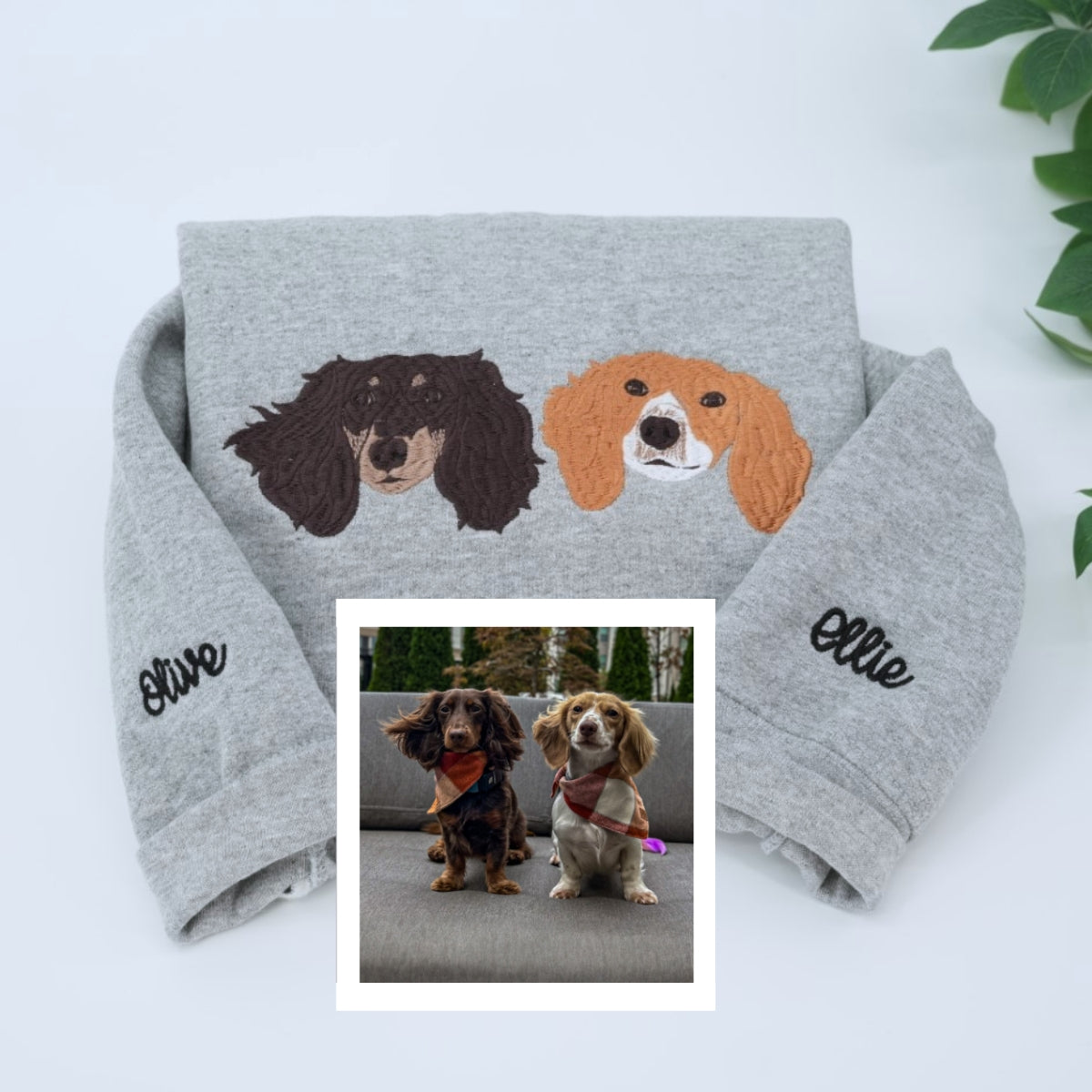 Custom Dog Portrait Hoodies - Custom Pet Face Embroidered Sweatshirts - Personalized Dog Family Gift