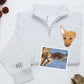 Custom Dog Portrait Quarter Zip with Name - Pet Face Embroidered Pullover - Personalized Dog Lover Gift