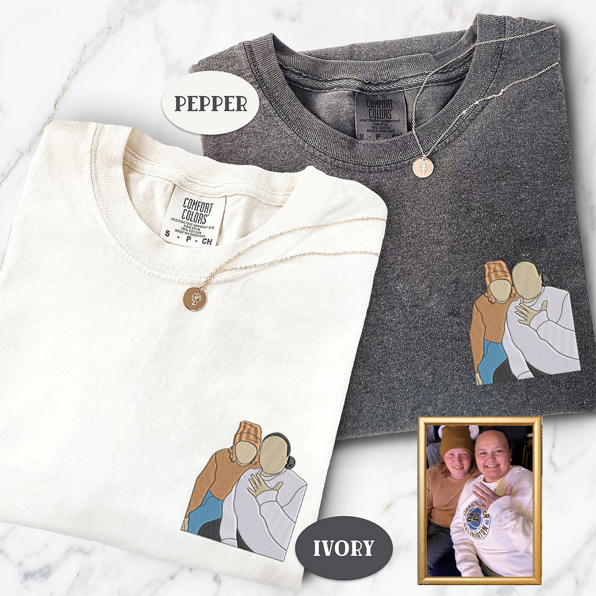 Custom Embroidered Capture Your Moment with Picture Matching T-shirts for Couples