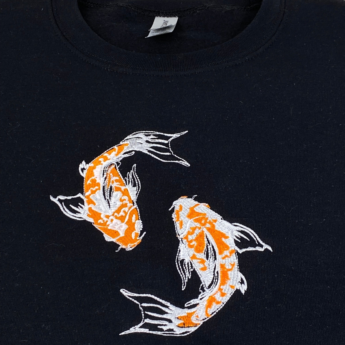Custom Embroidered Yin & Yang Koi Fish Matching Hoodies for Couples