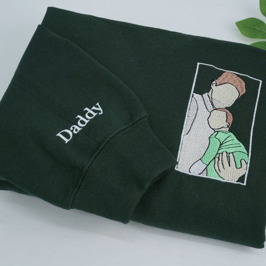 Custom Father Baby Hoodies - Personalized Dad Embroidered Sweatshirts - Perfect Father's Day Gift with Names