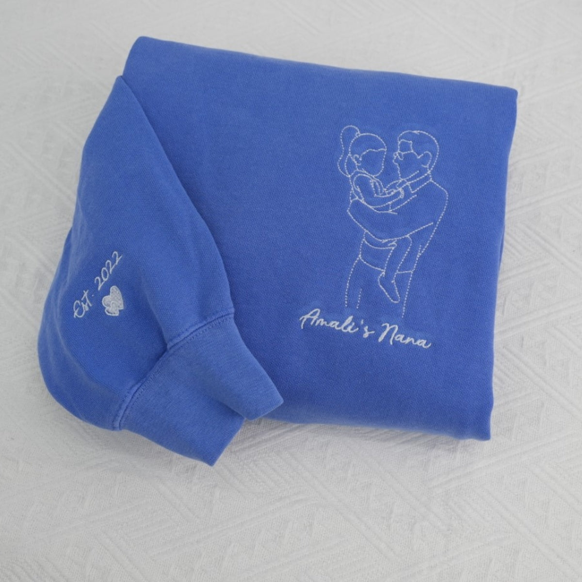 Custom Father Child Line Art Embroidered Sweatshirts - Cool Dad Portrait Hoodies - Perfect Father's Day Gift