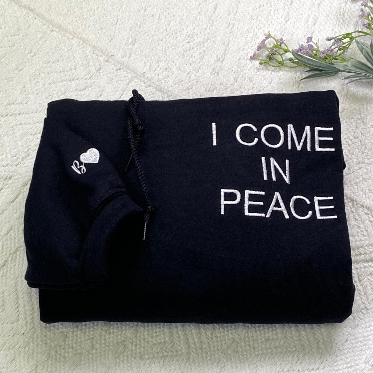 Custom I Come In Peace Hoodie, Matching Embroidered Hoodie for Couple