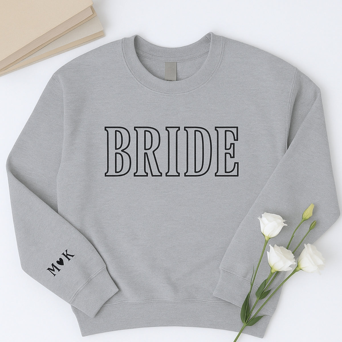 Custom Initials Bride Sweatshirt - Personalized Wedding Embroidered Apparel - Perfect Bridal Gift