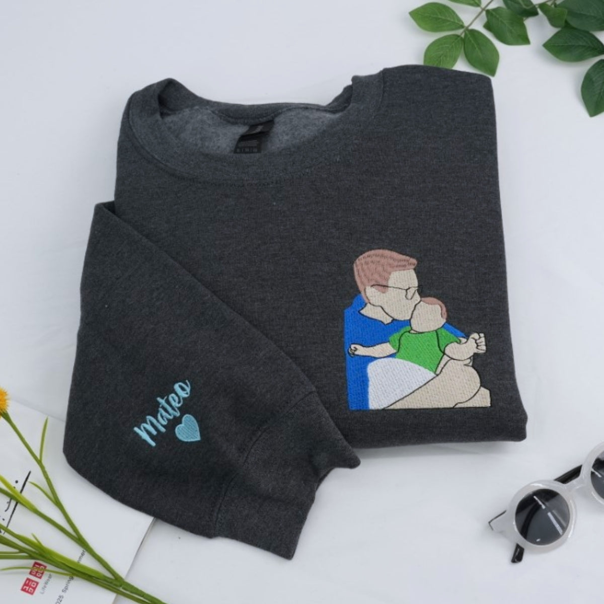 Custom Like Father Like Son Hoodies - Dad Son Embroidered Sweatshirts - Perfect Father's Day Gift
