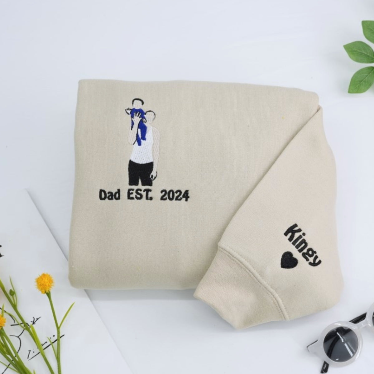 Custom Like Father Like Son Hoodies - Dad Son Embroidered Sweatshirts - Perfect Father's Day Gift