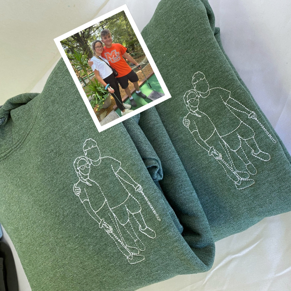 Custom Line Art Couple Hoodies - Minimalist Portrait Embroidered Sweatshirts