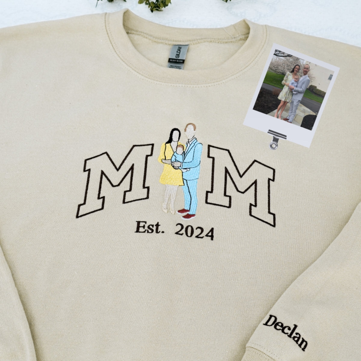 Custom Mom Hoodies - Family Portrait Embroidered Sweatshirts - Perfect New Mom Gift Est Year