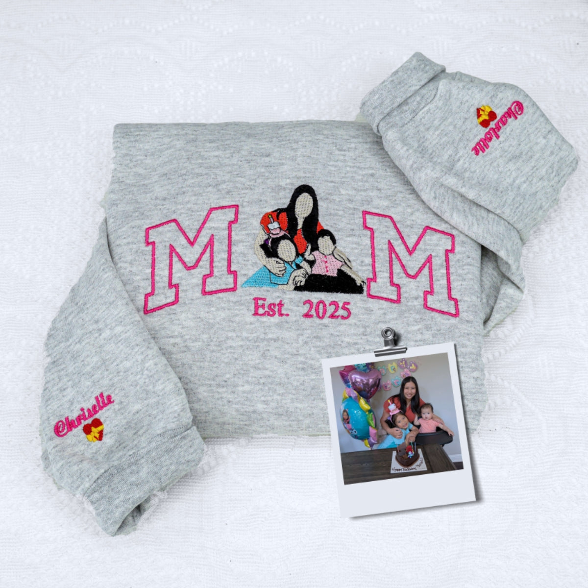 Custom Mom Hoodies - Family Portrait Embroidered Sweatshirts - Perfect New Mom Gift Est Year