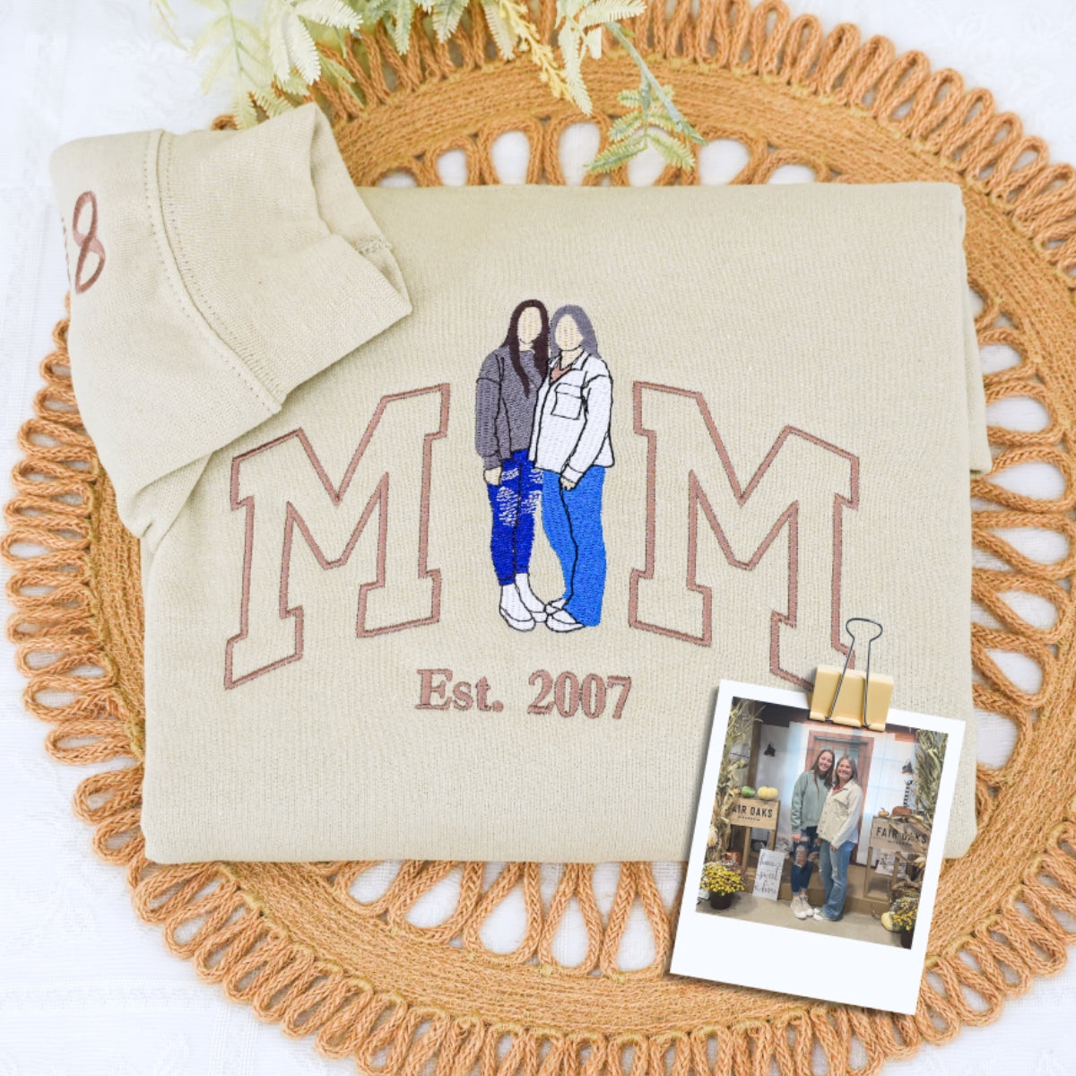 Custom Mom Hoodies - Family Portrait Embroidered Sweatshirts - Perfect New Mom Gift Est Year