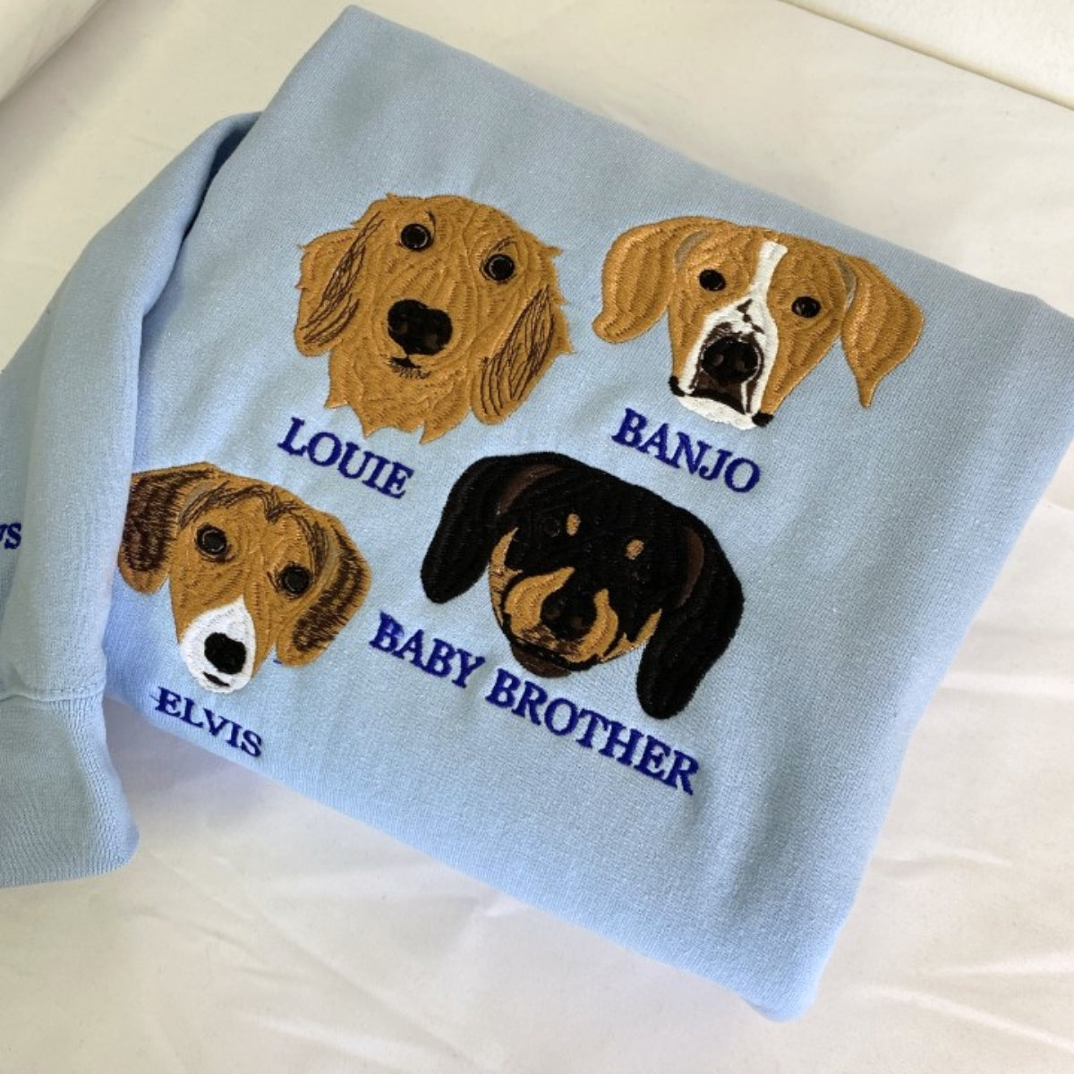 Custom Multi Pet Portrait Hoodies - Dog Family Embroidered Sweatshirts With Names - Premium Pet Parent Gift