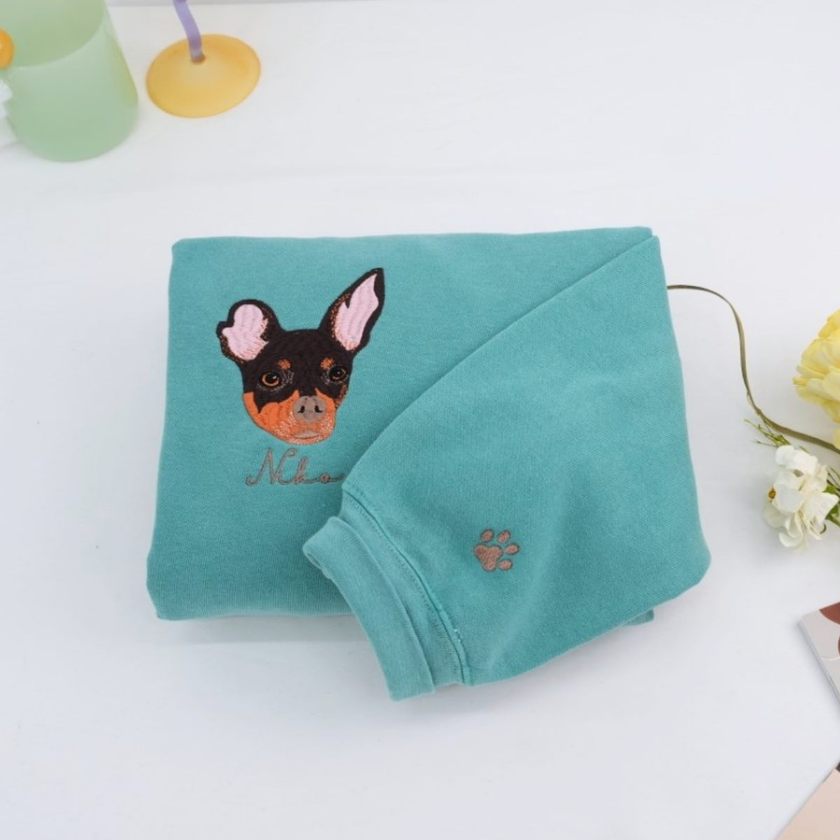 Custom Multi Pet Portrait Hoodies - Two Dog Embroidered Sweatshirts - Personalized Pet Names Gift - Perfect Dog Mom Dad Multi-Pet Family