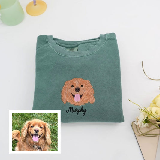 Custom Multi Pet Portrait Hoodies - Two Dog Embroidered Sweatshirts - Personalized Pet Names Gift - Perfect Dog Mom Dad Multi-Pet Family