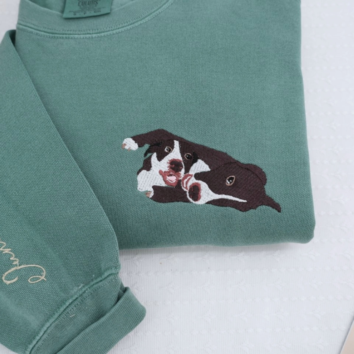 Custom Multi Pet Portrait Hoodies - Two Dog Embroidered Sweatshirts - Personalized Pet Names Gift - Perfect Dog Mom Dad Multi-Pet Family