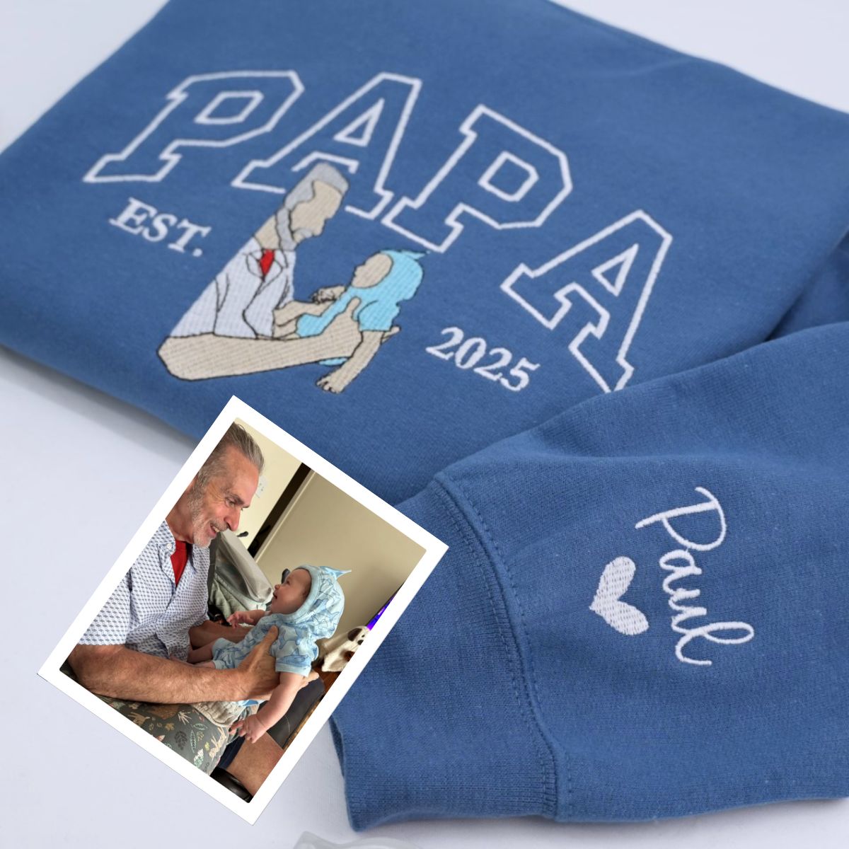Custom Papa Hoodies - New Grandpa Embroidered Sweatshirts - Perfect Father's Day Gift