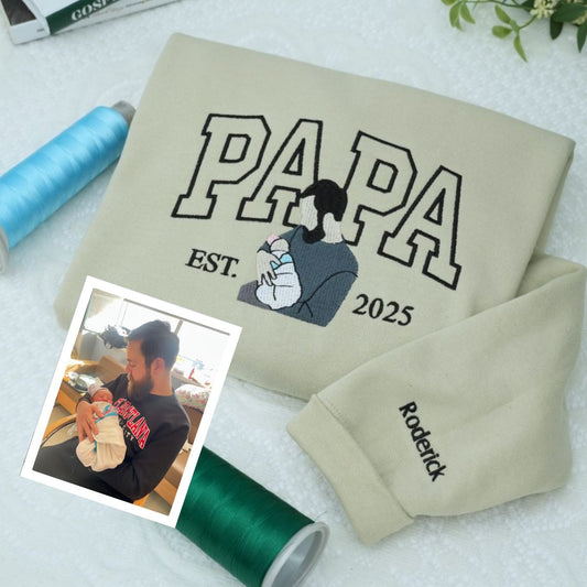 Custom Papa Hoodies - New Grandpa Embroidered Sweatshirts - Perfect Father's Day Gift