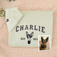 Custom Pet Name Hoodies - Dog Portrait Varsity Style Embroidered Sweatshirts - Dog Lover Gift