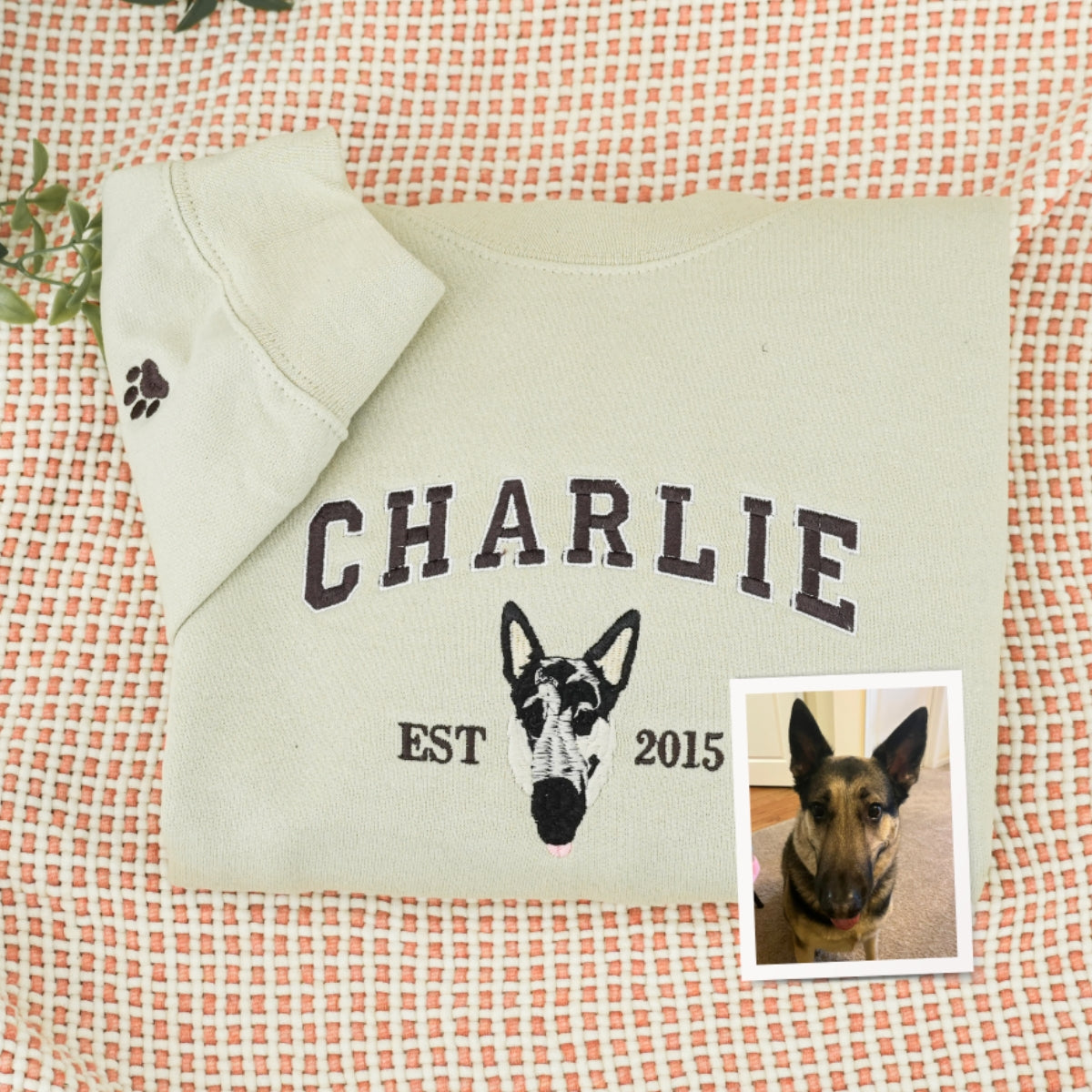 Custom Pet Name Hoodies - Dog Portrait Varsity Style Embroidered Sweatshirts - Dog Lover Gift