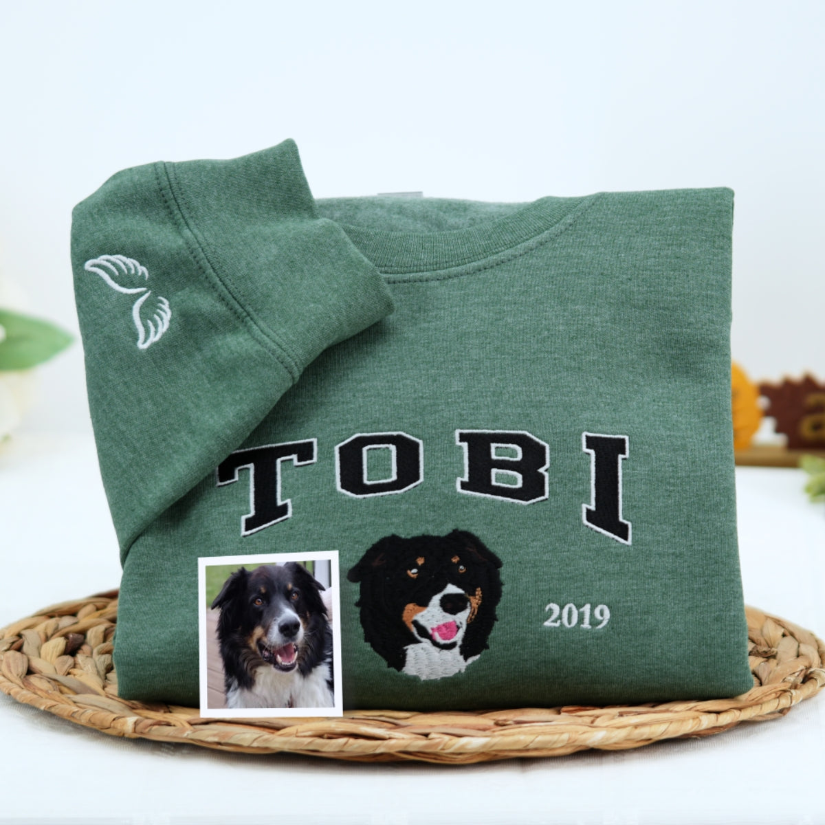 Custom Pet Portrait Hoodies - Dog Name Varsity Style Embroidered Sweatshirts - Dog Lover Gift