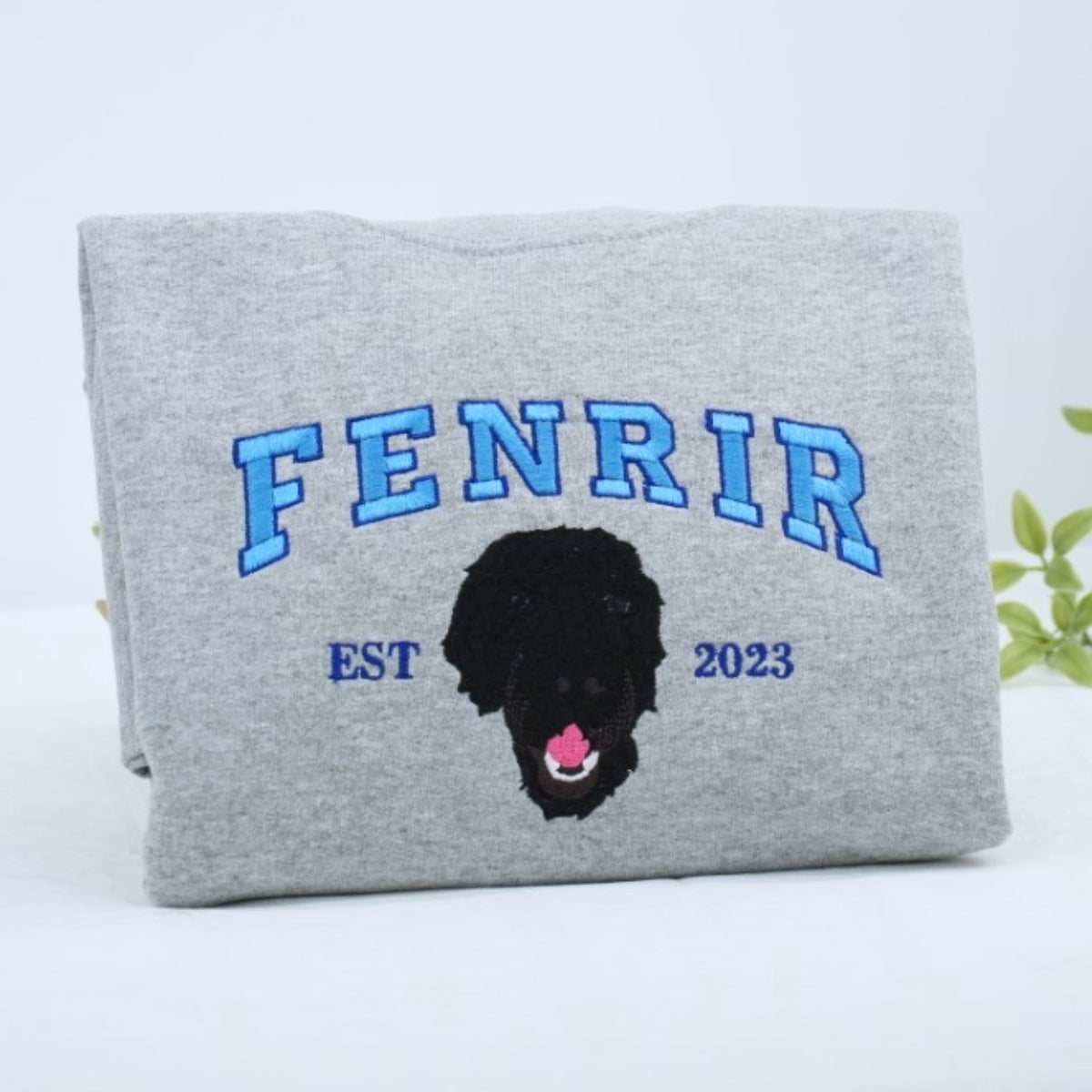 Custom Pet Portrait Hoodies - Dog Name Varsity Style Embroidered Sweatshirts - Dog Lover Gift