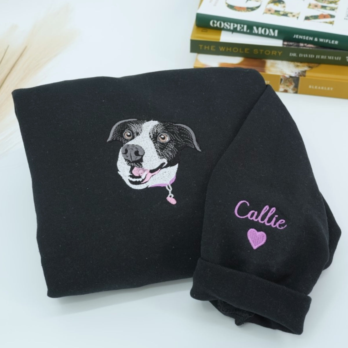 Custom Pet Portrait Sweatshirts - Dog Face Embroidered Shirts with Names - Dog Lover Gift