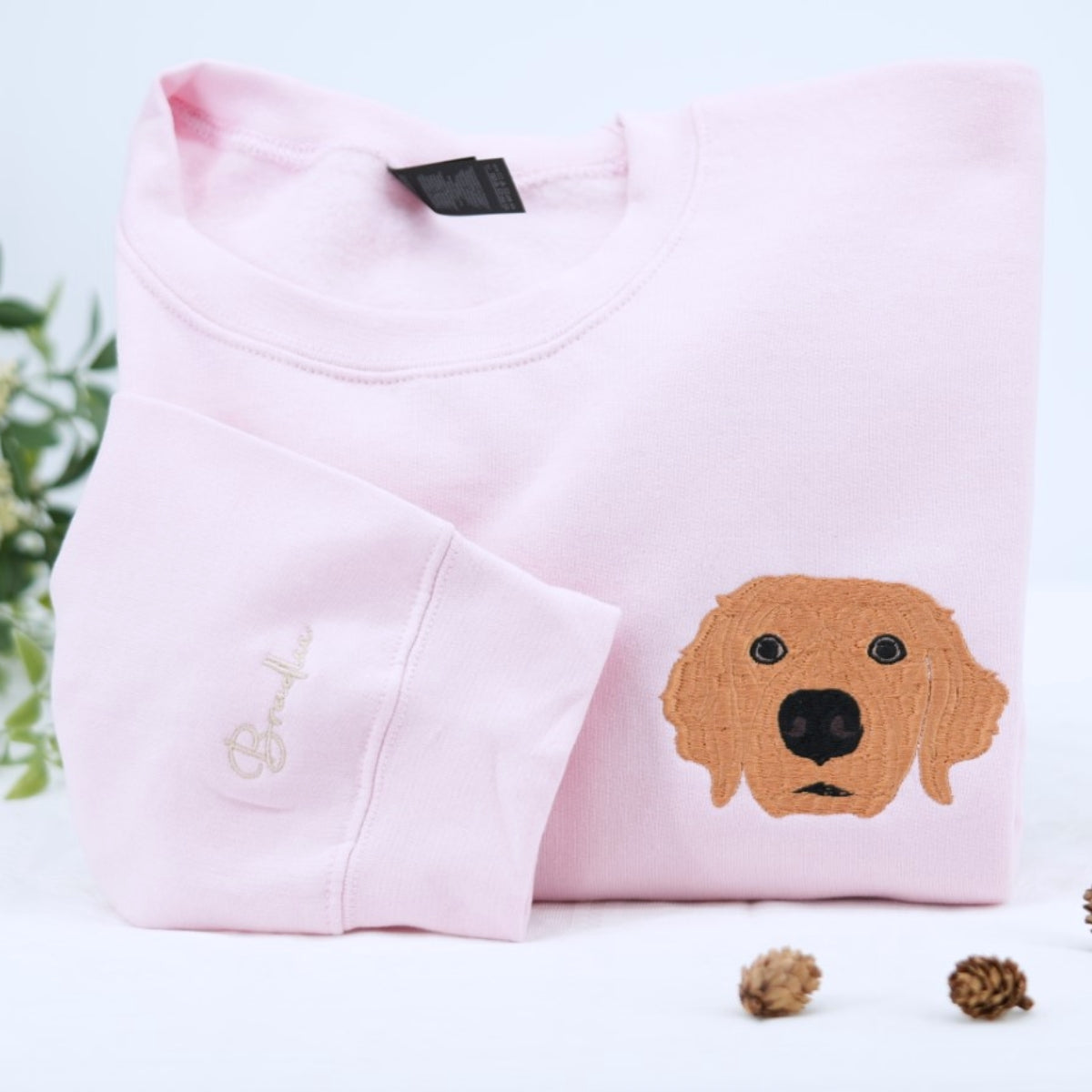 Custom Pet Portrait Sweatshirts - Dog Face Embroidered Shirts with Names - Dog Lover Gift