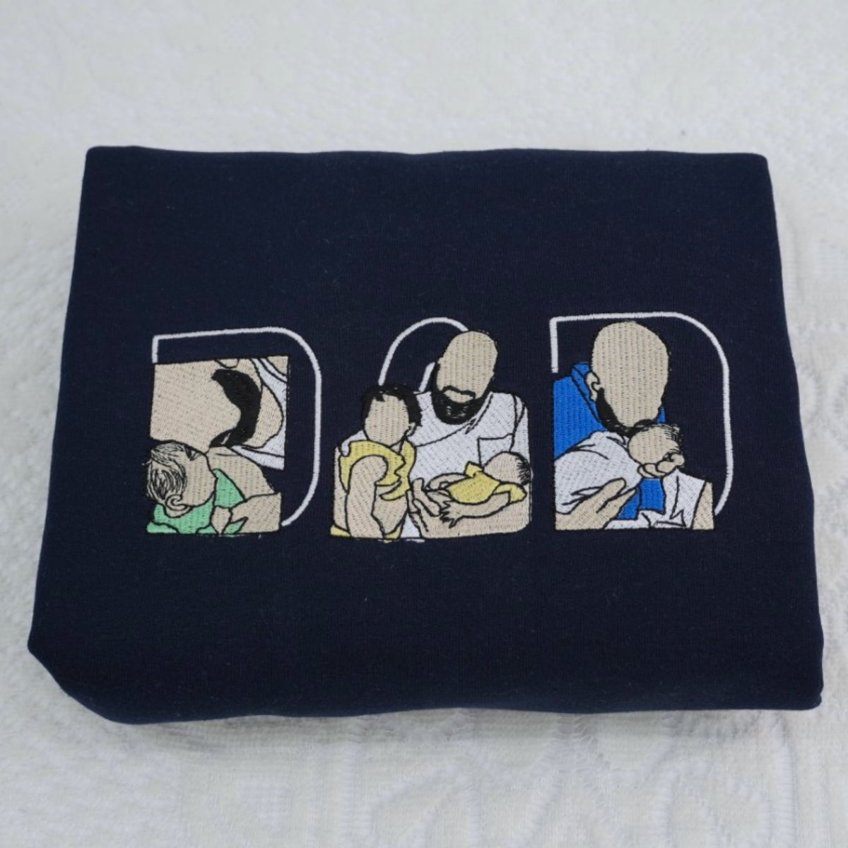 Custom Photo Dad Hoodies - Father Baby Bonding Embroidered Sweatshirts - Perfect New Dad Memory Gift