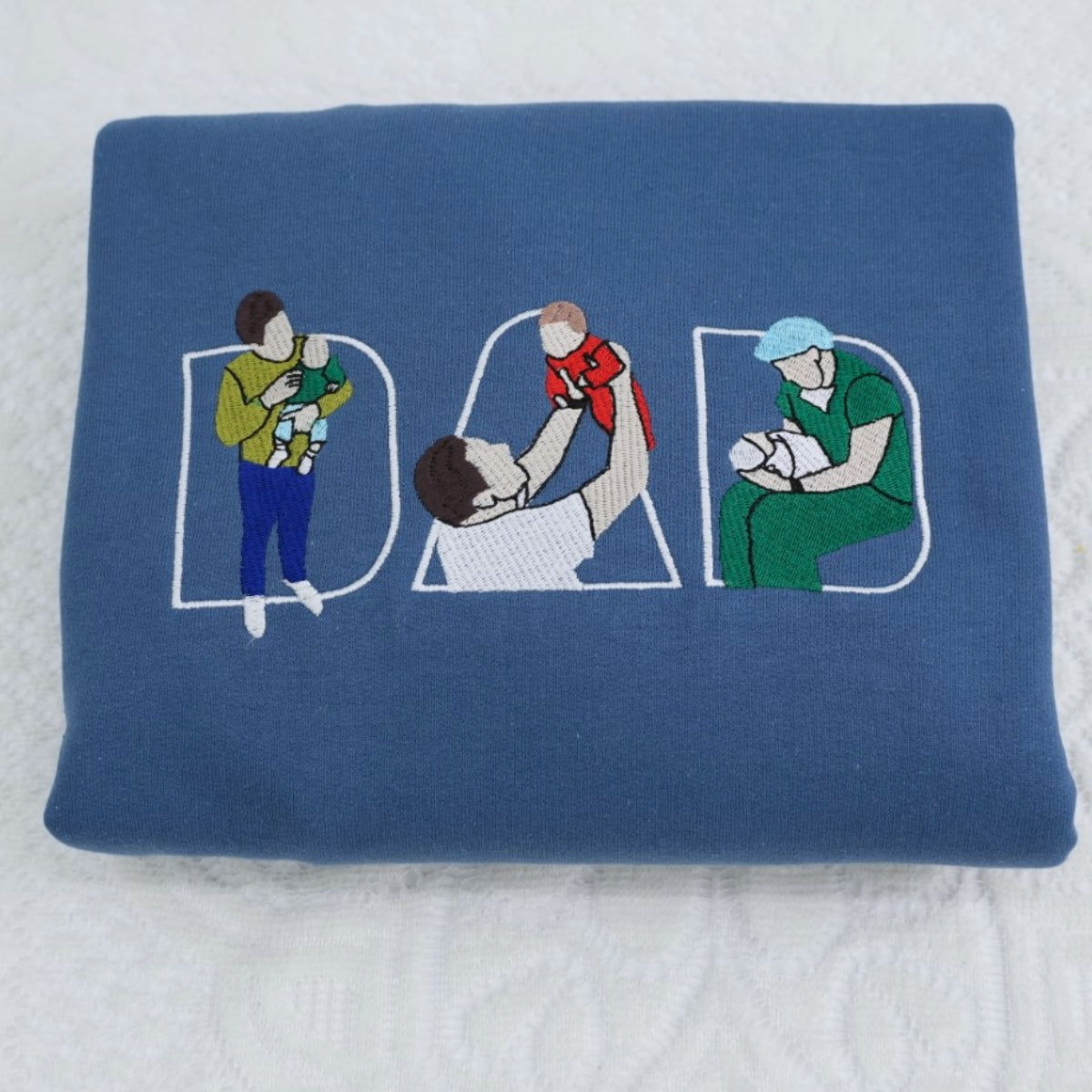 Custom Photo Dad Hoodies - Father Baby Bonding Embroidered Sweatshirts - Perfect New Dad Memory Gift