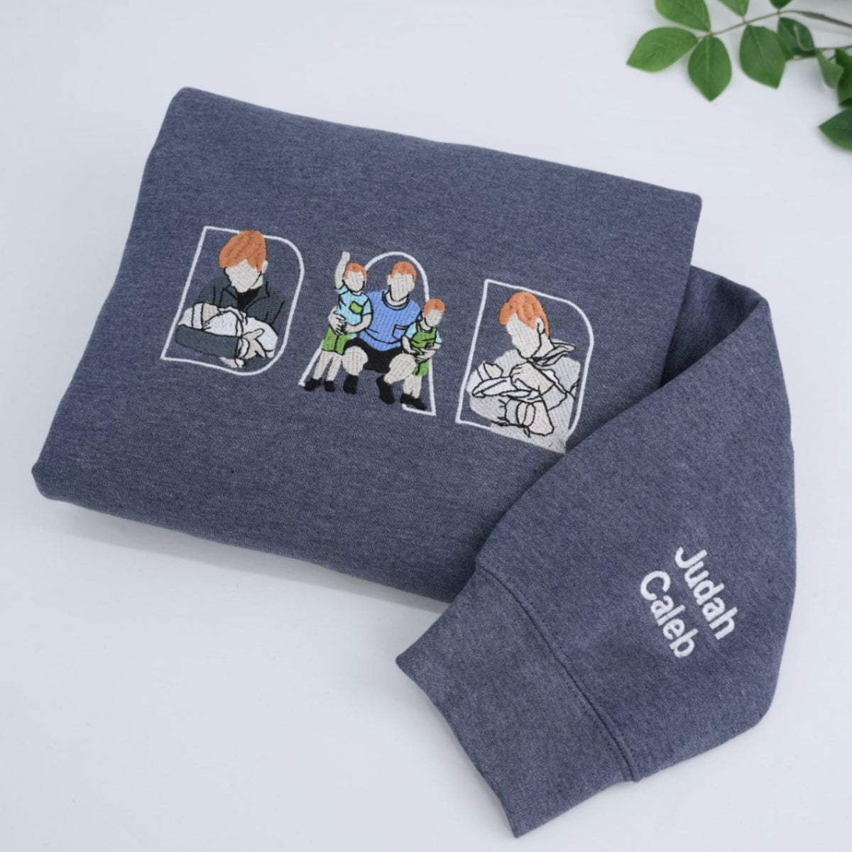 Custom Photo Dad Hoodies - Father Child Adventure Embroidered Sweatshirts - Perfect Active Dad Memory Gift