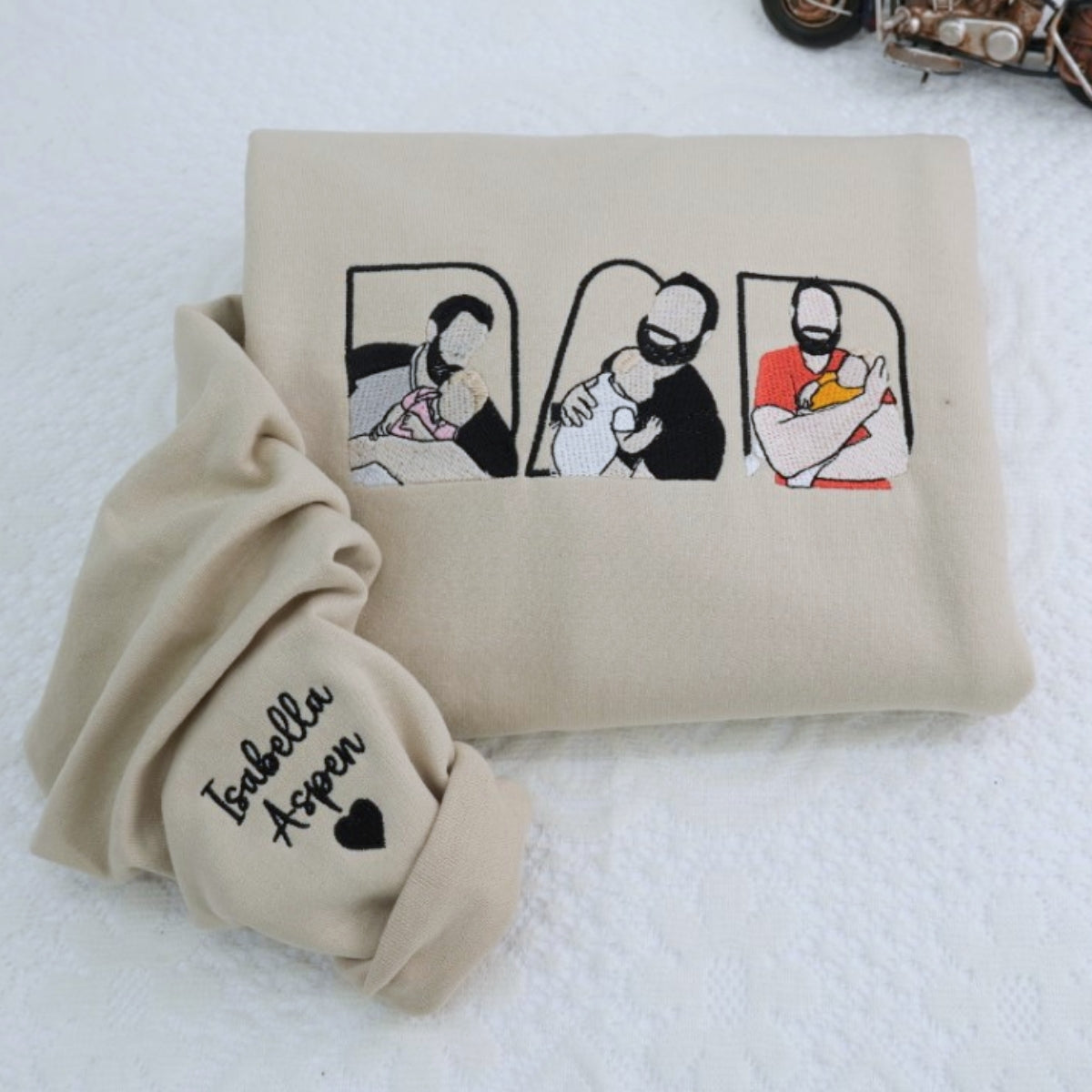 Custom Photo Dad Hoodies - Father Child Adventure Embroidered Sweatshirts - Perfect Active Dad Memory Gift