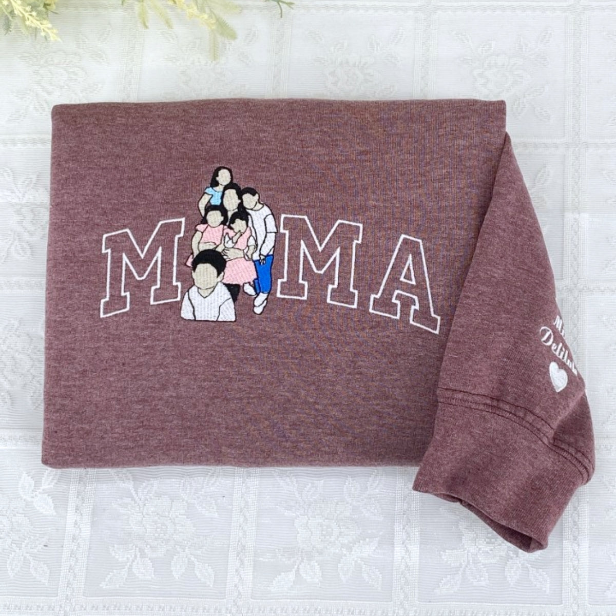 Custom Photo Mama Hoodies - Personalized Family Embroidered Sweatshirts - Perfect Mother Gift