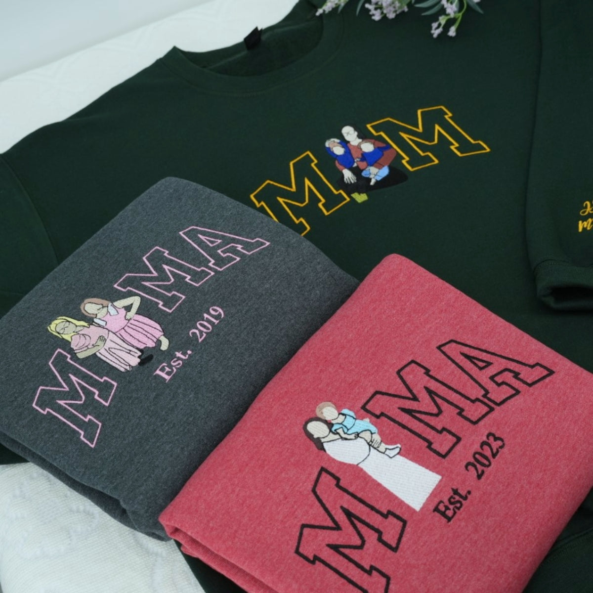 Custom Photo Mama Hoodies - Personalized Family Embroidered Sweatshirts - Perfect Mother Gift