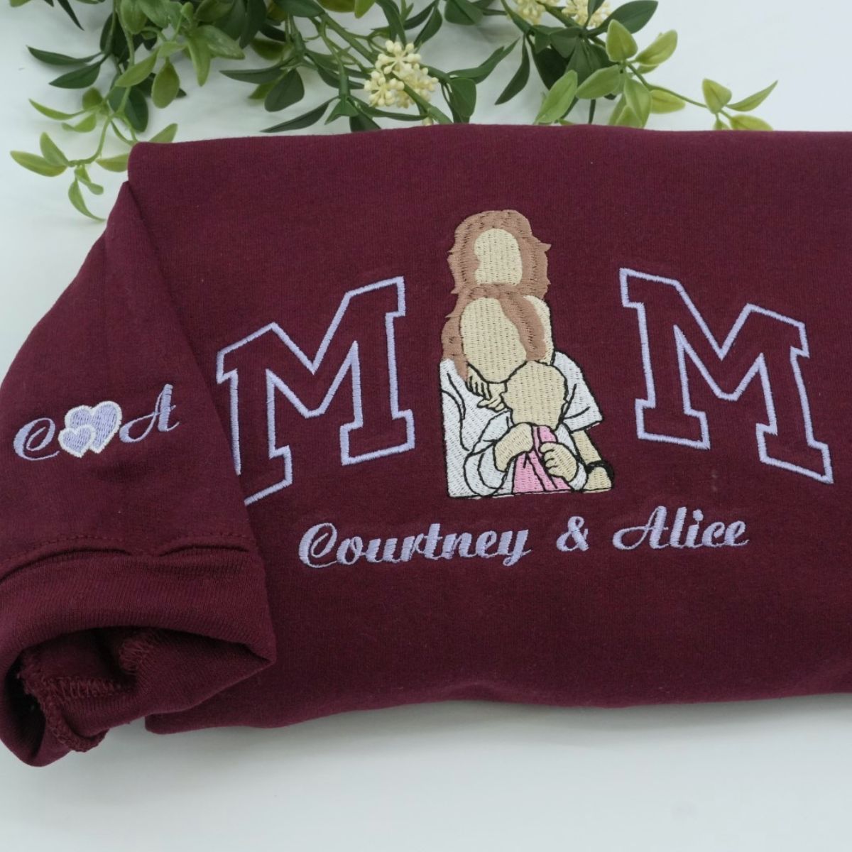 Custom Photo Mom Hoodies - Sibling Embroidered Sweatshirts - Perfect Mother Gift with Kids Names