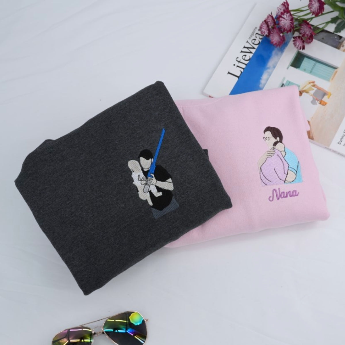 Custom Father Baby Love Hoodies - Dad Baby Embroidered Sweatshirts With Loving Message - Perfect New Dad Father's Day Gift