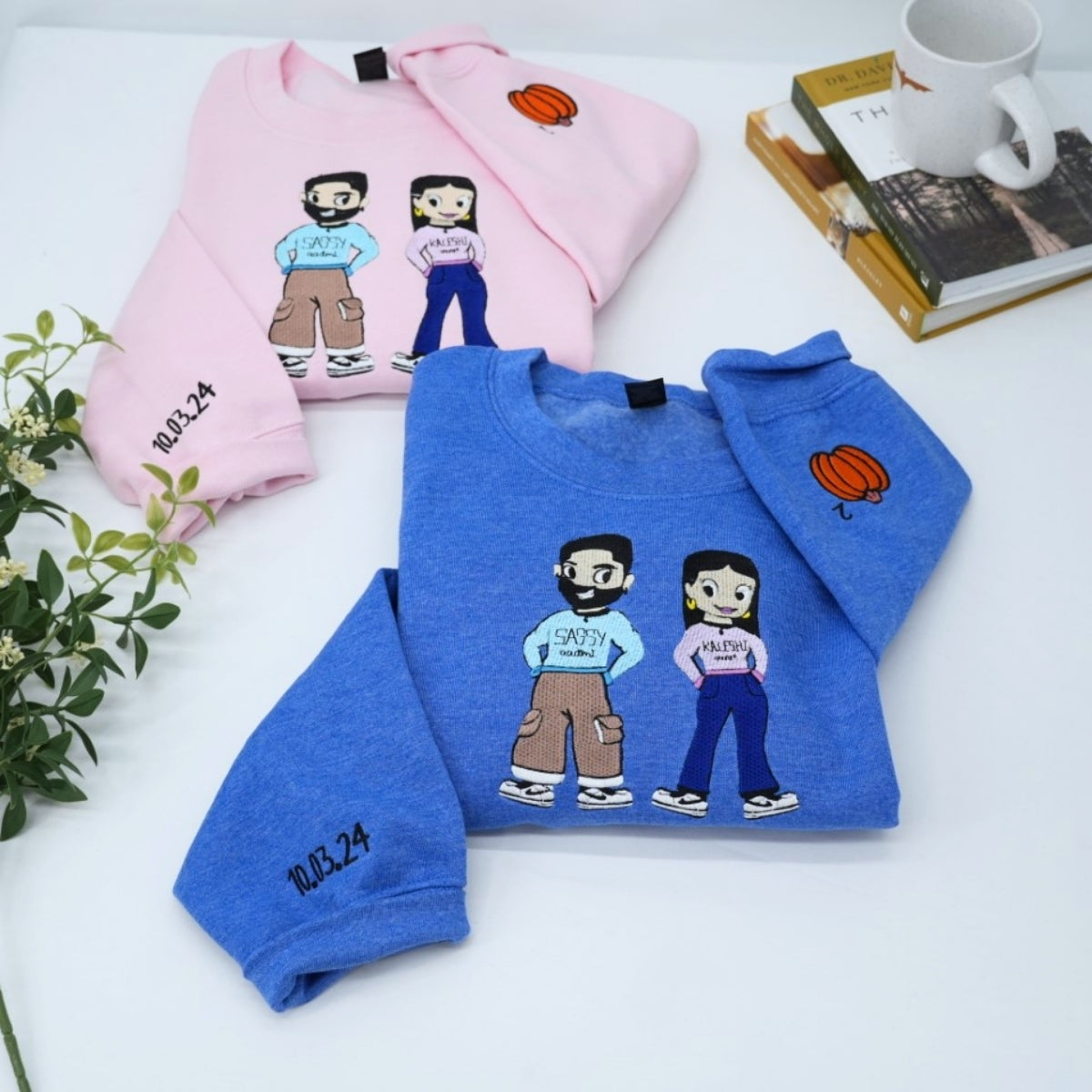 Custom Picture Couple Sweatshirts - Personalized Photo Portrait Matching Apparel - Perfect Couples Gift