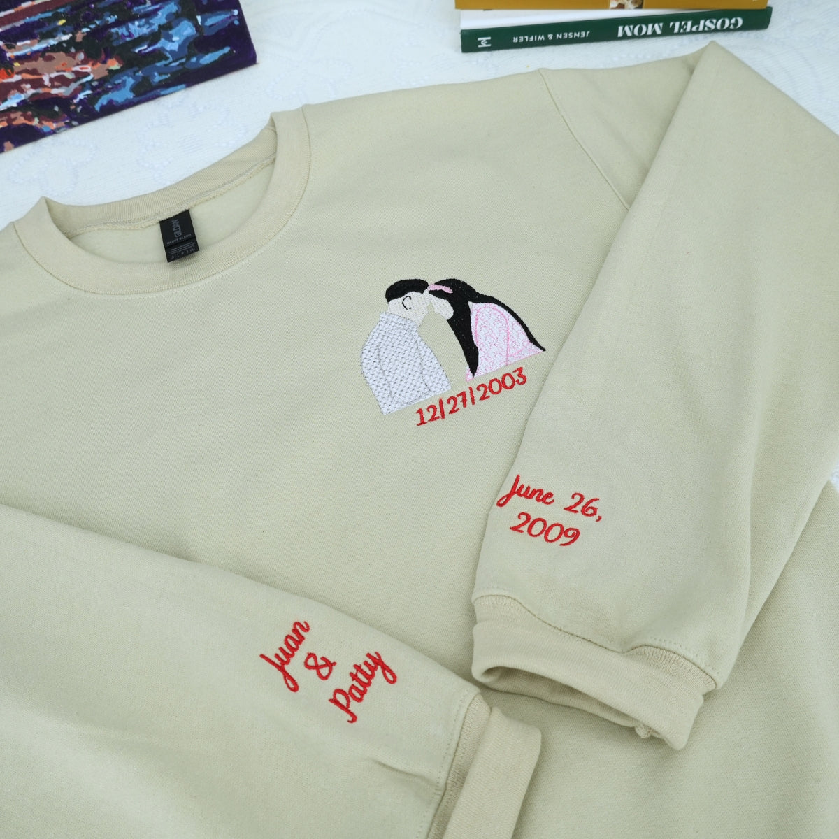 Custom Portrait Hoodie from Photo – Personalized Embroidered Sweatshirt for Best Friends, Teen Girls, or Sisters