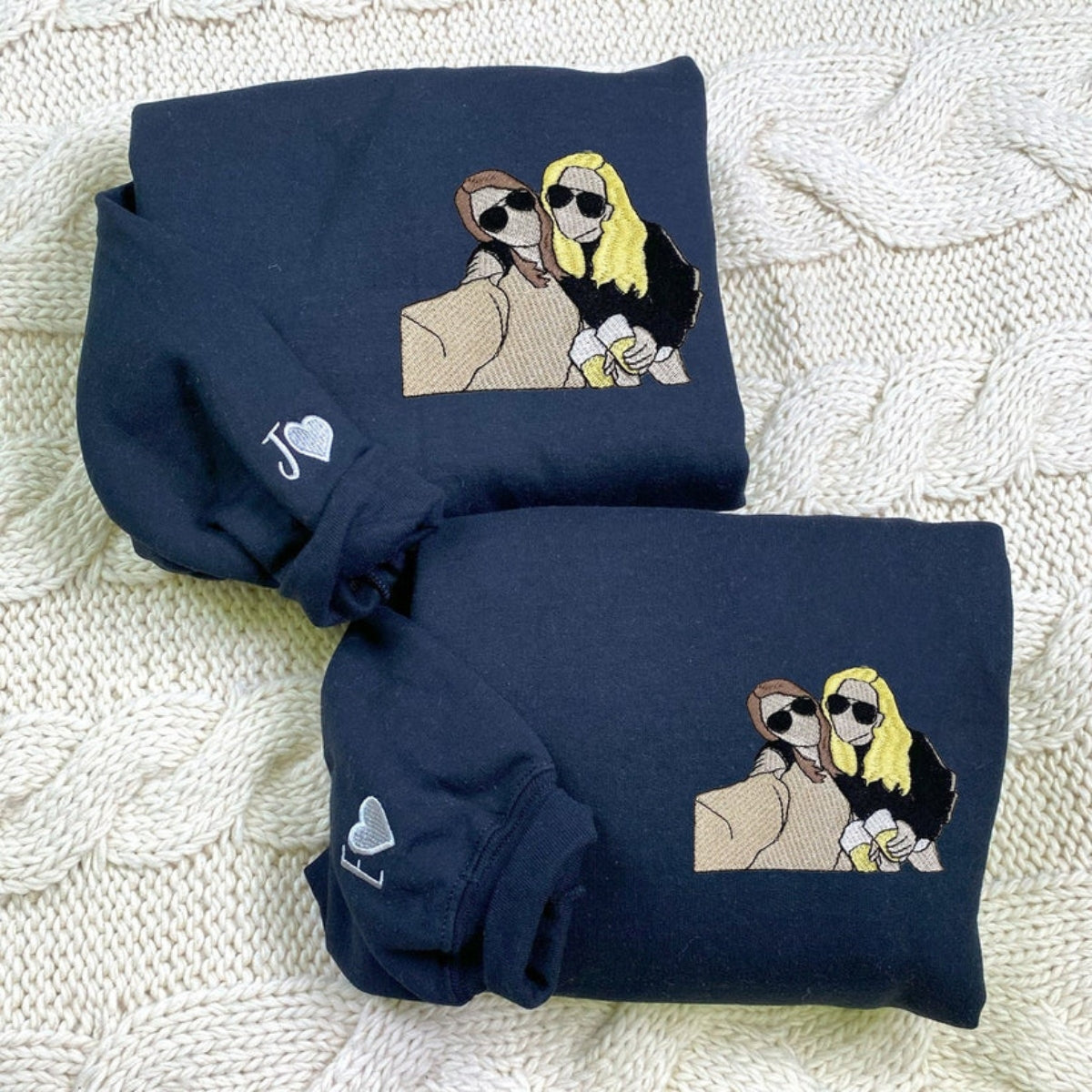 Custom Portrait Hoodie from Photo – Personalized Embroidered Sweatshirt for Best Friends, Teen Girls, or Sisters