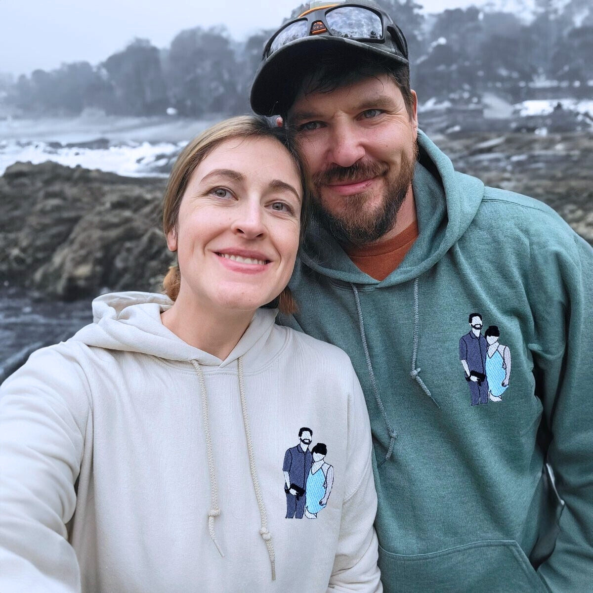 Custom Portrait Matching Hoodies – Personalized Sweatshirts for Couples or Best Friends