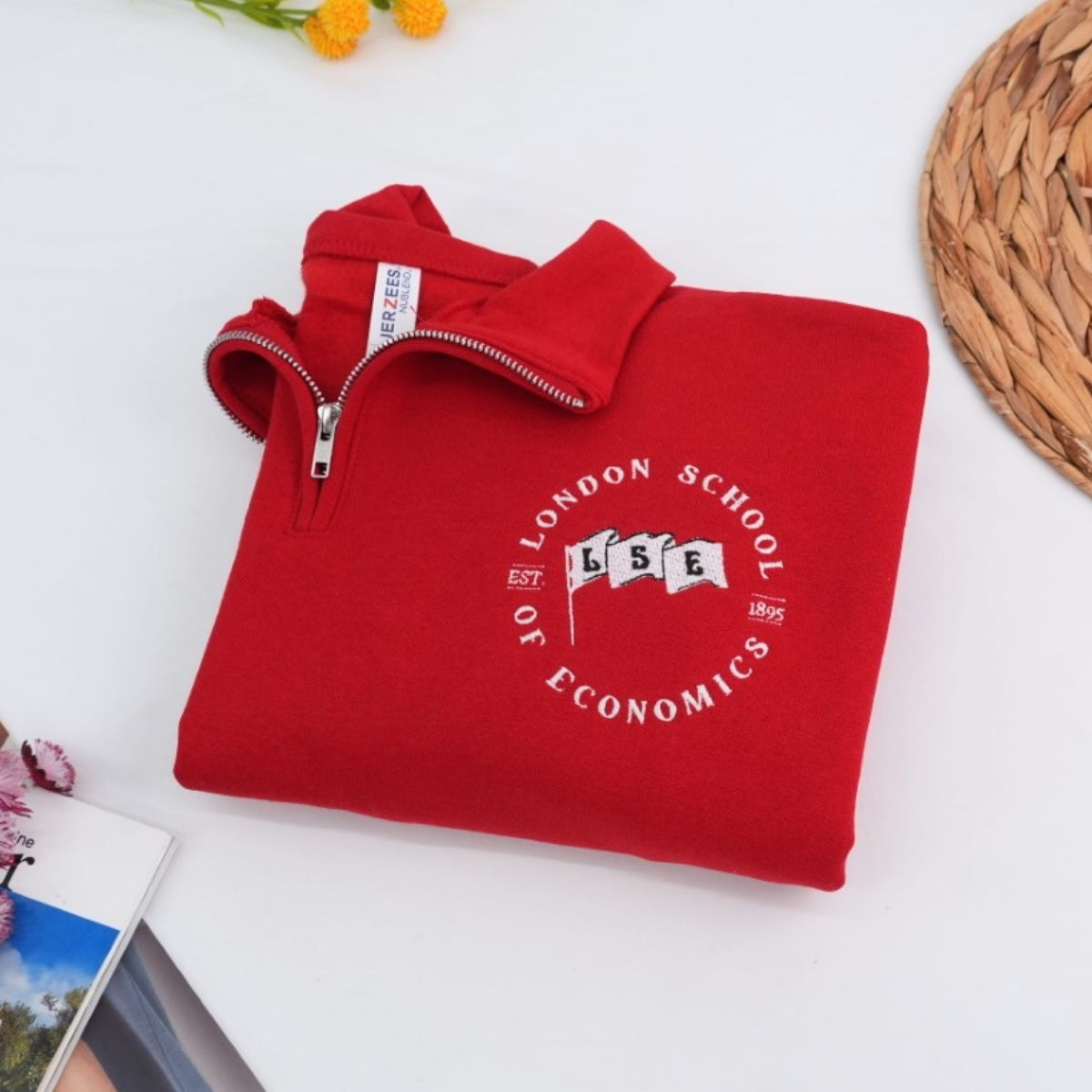 Custom School Logo Quarter-Zip Hoodies - Academic Embroidered Sweatshirts - Perfect Student Gift