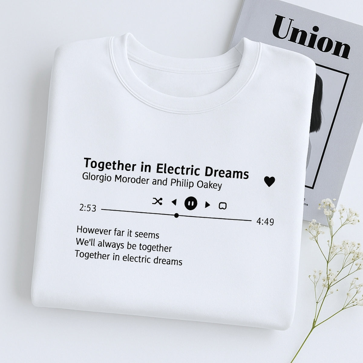 Custom Song Sweatshirts - Your Favorite Song Embroidered Music Player - Personalized Music Gift